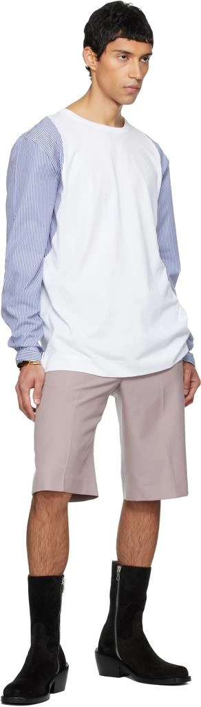 Dries Van Noten White Contrast Sleeves T-shirt 4