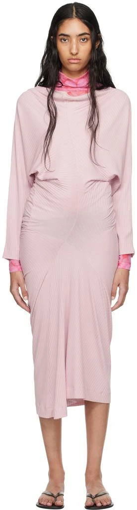 Dries Van Noten Pink Ribbed Midi Dress 1