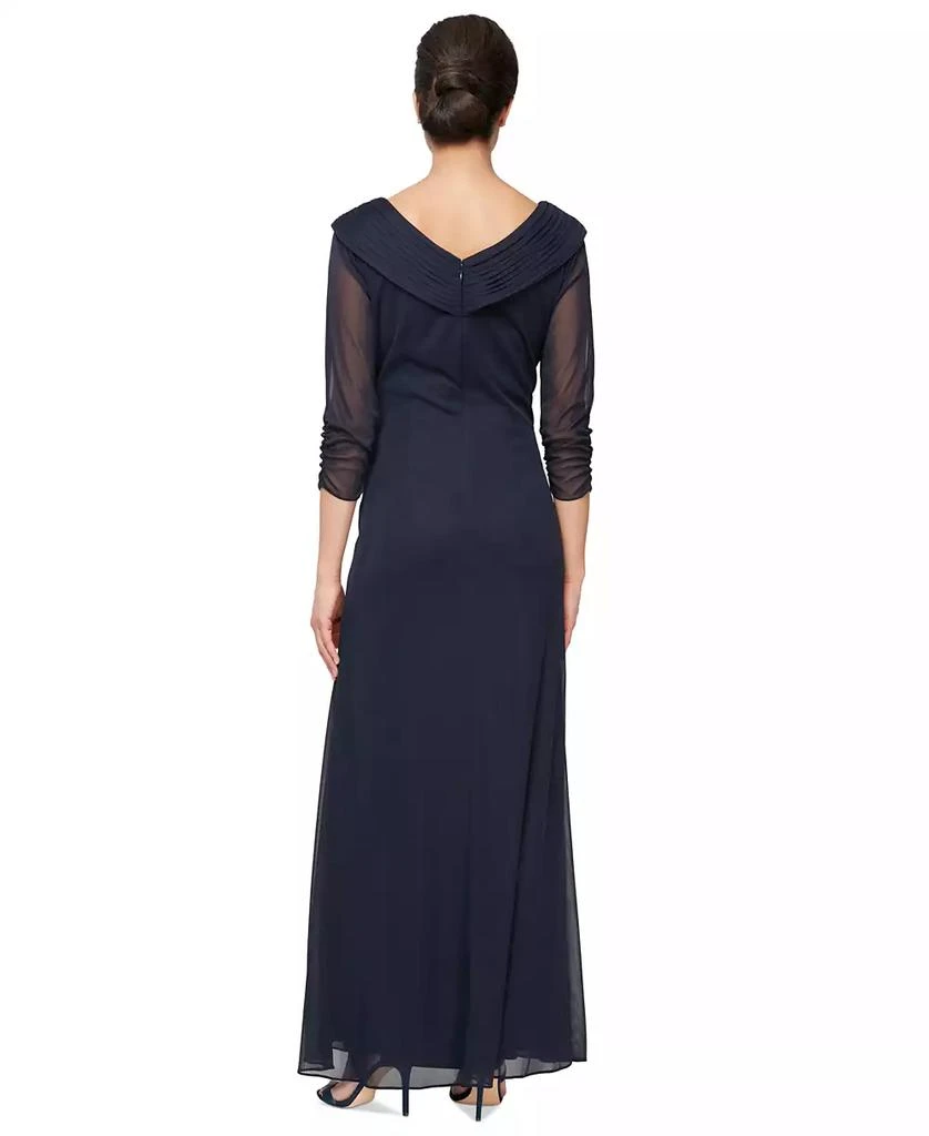 Alex Evenings Petite Portrait Collar 3/4-Sleeve Gown 2