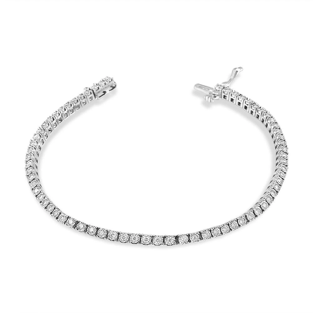 Haus of Brilliance 14K White Gold 1.0 Cttw Miracle Set Round-Cut Lab Grown Diamond Illusion Tennis Bracelet Size 7" 2