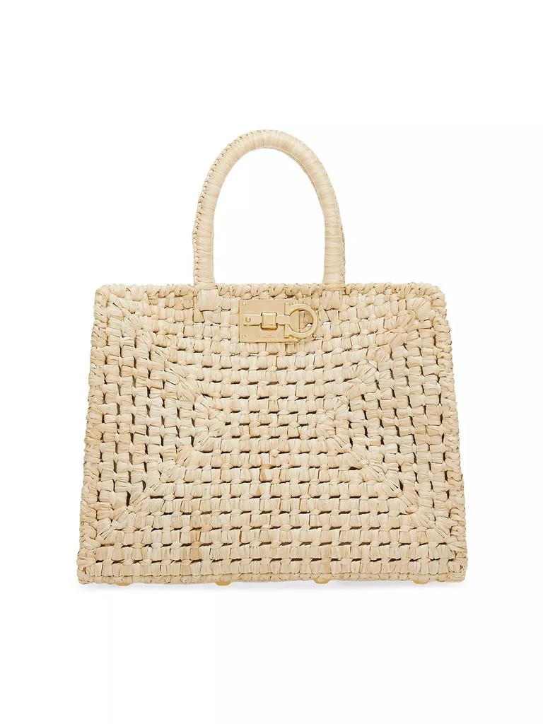 Salvatore Ferragamo Studio Small Basket Raffia Top Handle Bag 1