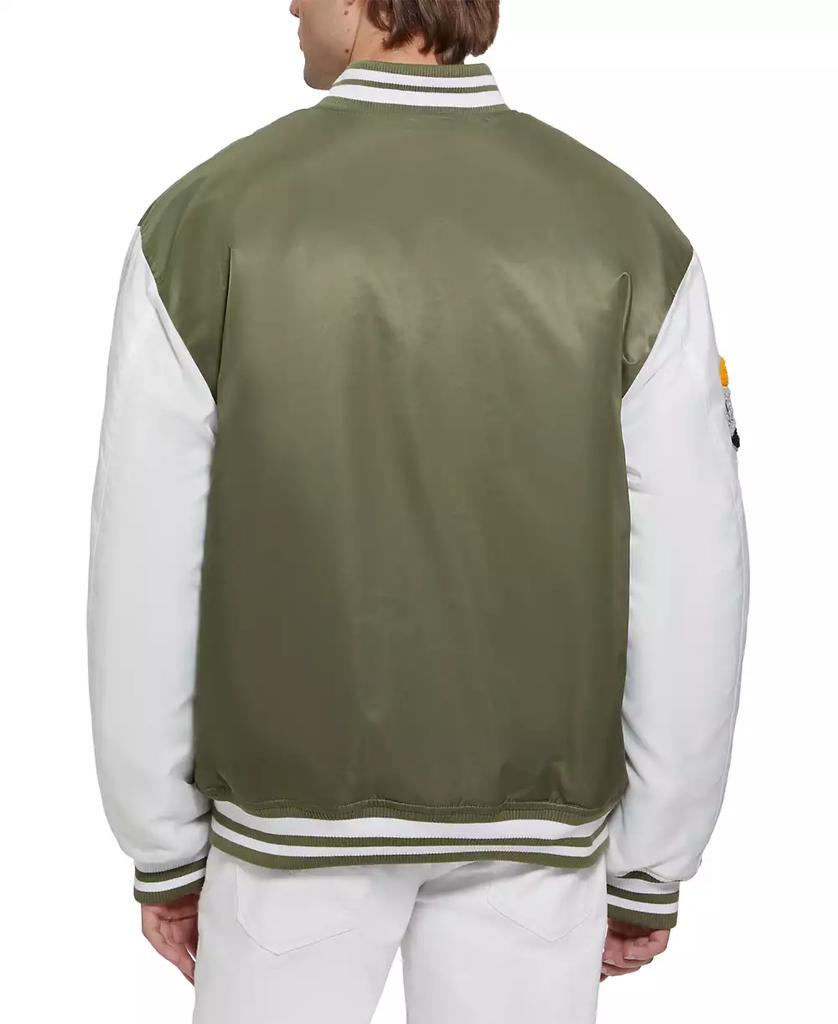 GUESS Men's Tyler Varsity Bomber Jacket Vino-White L