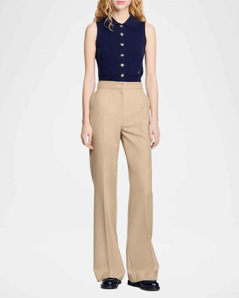 Sandro Elion Pleated Wool-Blend Trousers 4