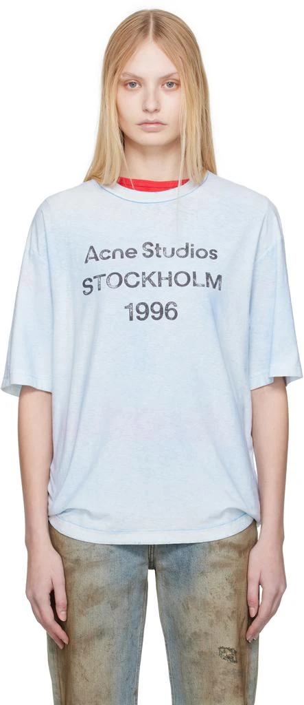 Acne Studios Blue Relaxed Fit Logo T-shirt 1