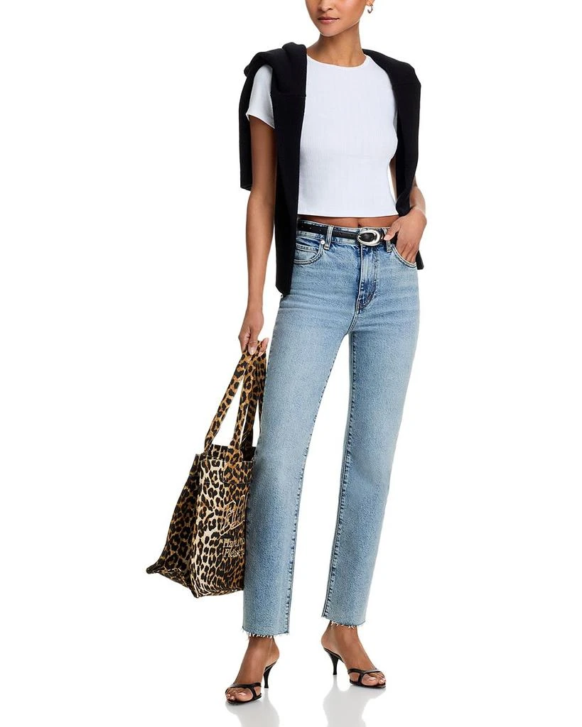 FRAME The Ruler Crop High Rise Straight Jeans in Indigo Vintage Fray 2