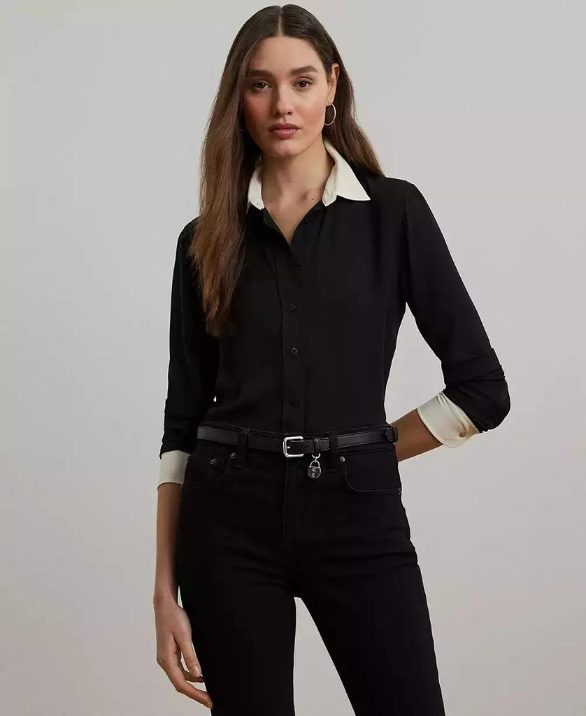 Ralph Lauren Women's Classic-Fit Two-Tone Georgette Shirt 1