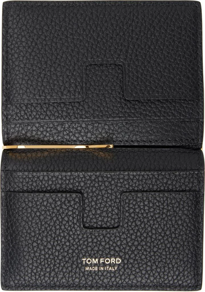 Tom Ford Black Small Grain Leather Money Clip Card Holder 3