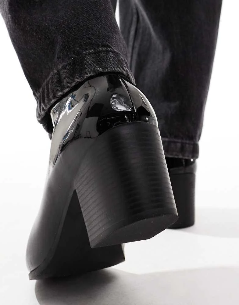ASOS ASOS DESIGN heeled chelsea boots in black patent 3