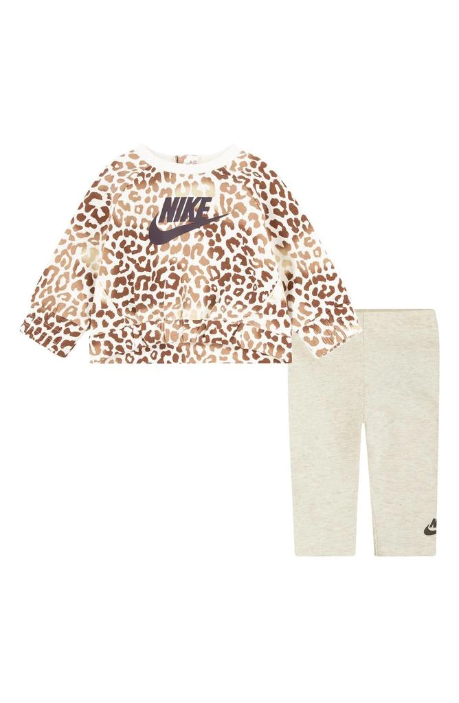 NIKE Leopard Print Fleece Sweatshirt & Leggings Set 1