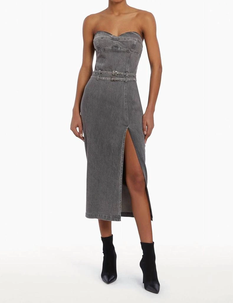 amanda uprichard grey dress Downtown Darling Denim Halter Mini Dress – Everyday Chic Boutique main image 1