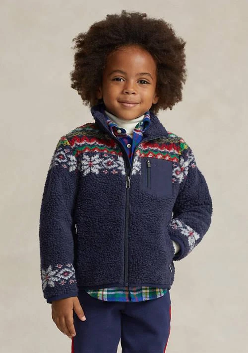 Ralph Lauren Childrenswear Lauren Childrenswear Boys 2 7 Fair Isle Teddy Fleece Jacket 1