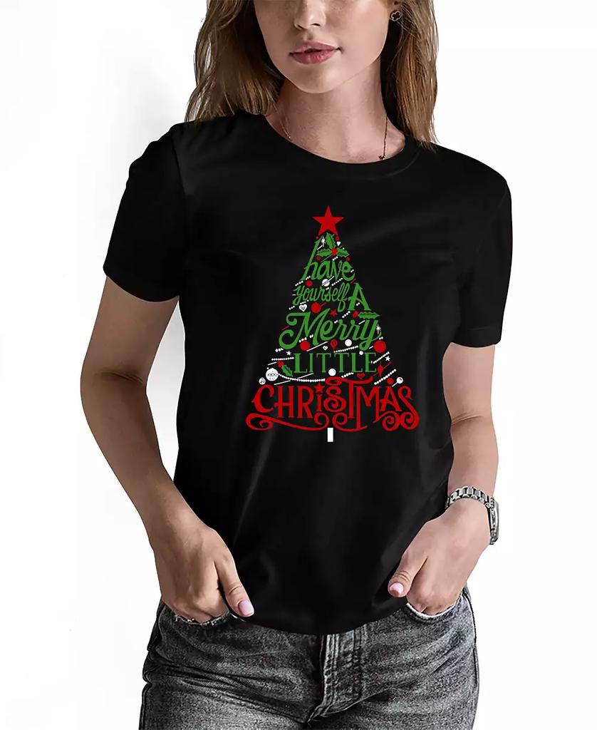 LA Pop Art Women’s Have Yourself a Merry Little Christmas Word Art Crew Neck T-Shirt