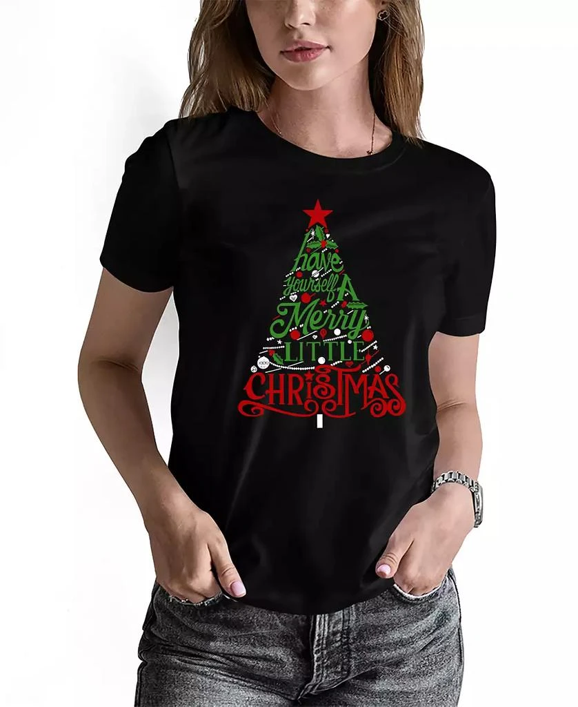 LA Pop Art Women’s Have Yourself a Merry Little Christmas Word Art Crew Neck T-Shirt 1