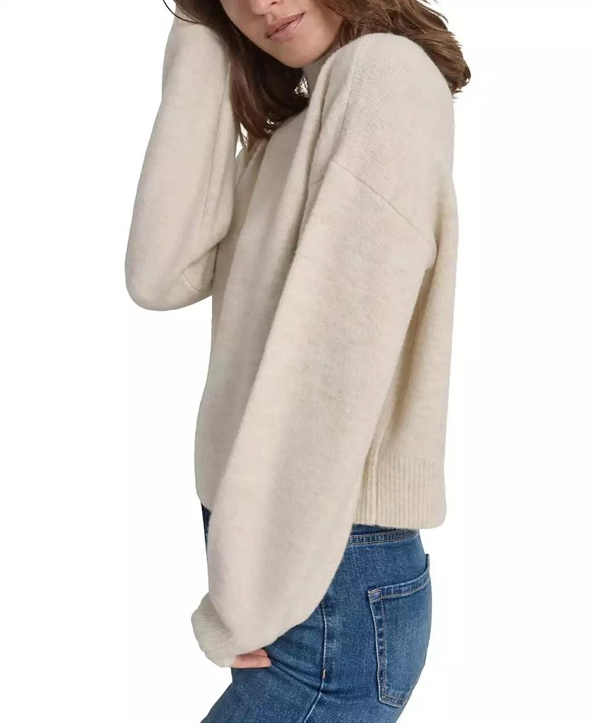 DKNY Women's Petite Mock Neck Boxy Cropped Sweater 4