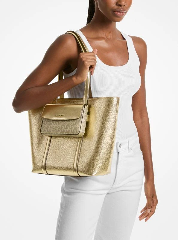 Michael Kors Jet Set Large 2-in-1 Metallic Leather Tote Bag 3