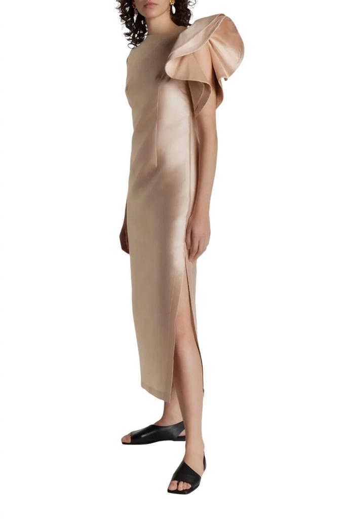D'ESTRËE Franz Ruffle Detailing Midi Dress In Nude