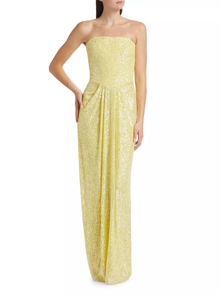 Pamella Roland Sequined Strapless Column Gown