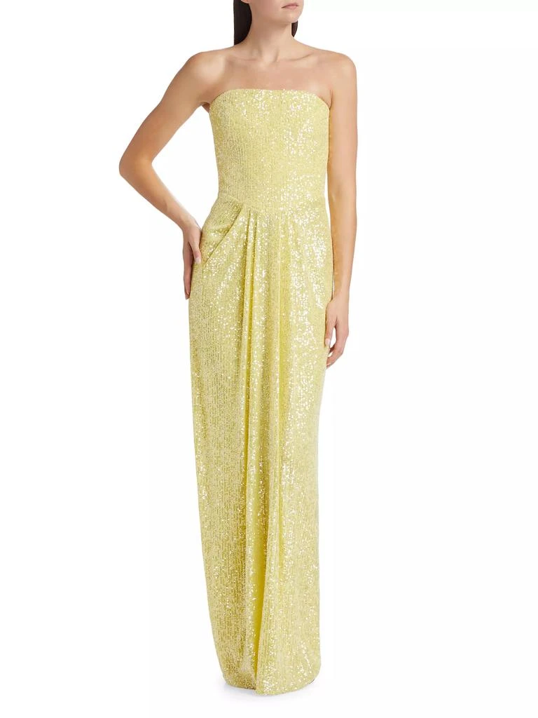 Pamella Roland Sequined Strapless Column Gown 2