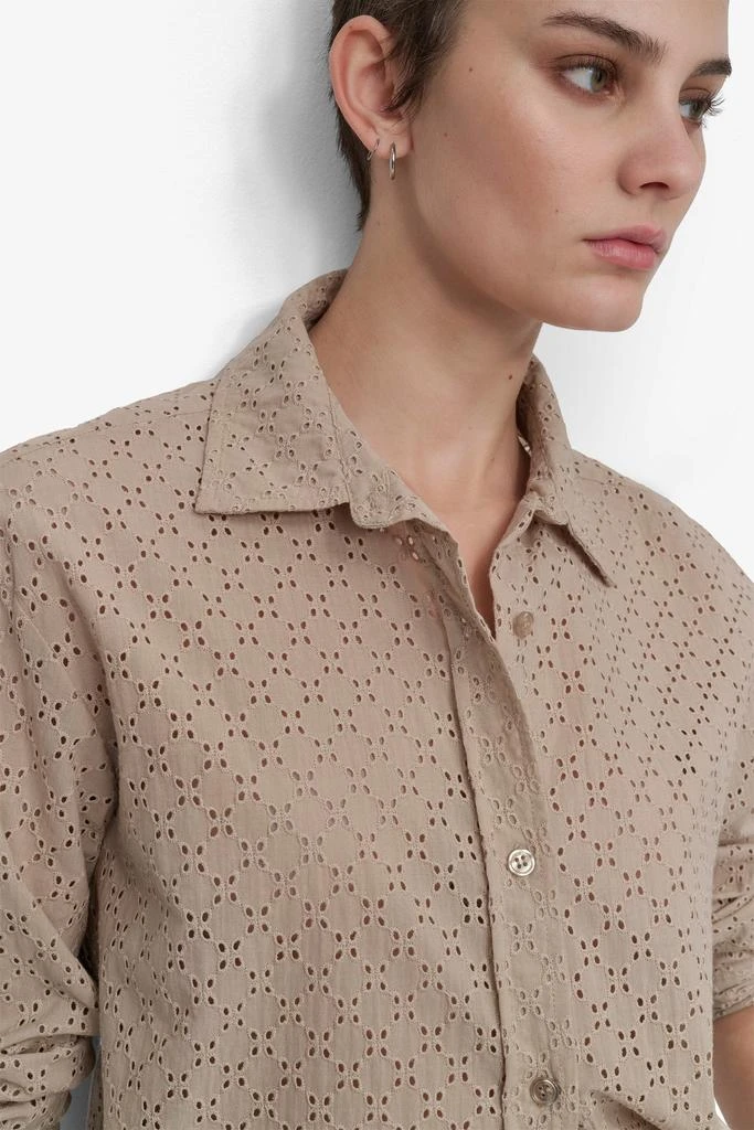 DKNY EYELET LONG SLEEVE BUTTON FRONT SHIRT 4