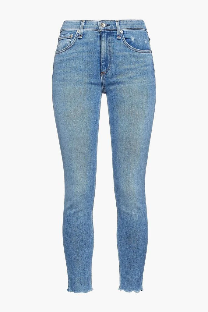 RAG & BONE Cropped distressed mid-rise skinny jeans 1