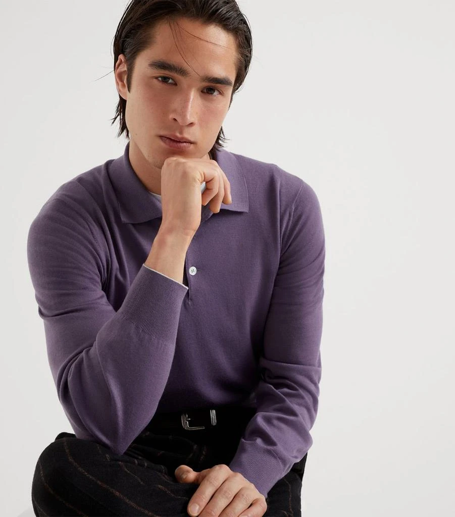 Brunello Cucinelli Wool Long-Sleeve Polo Shirt 5