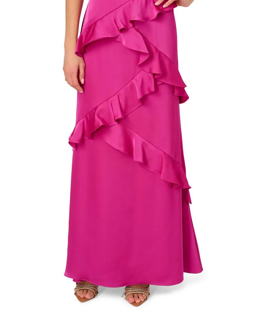 Adrianna By Adrianna Papell Stretch Satin Ruffle Long Dress 5