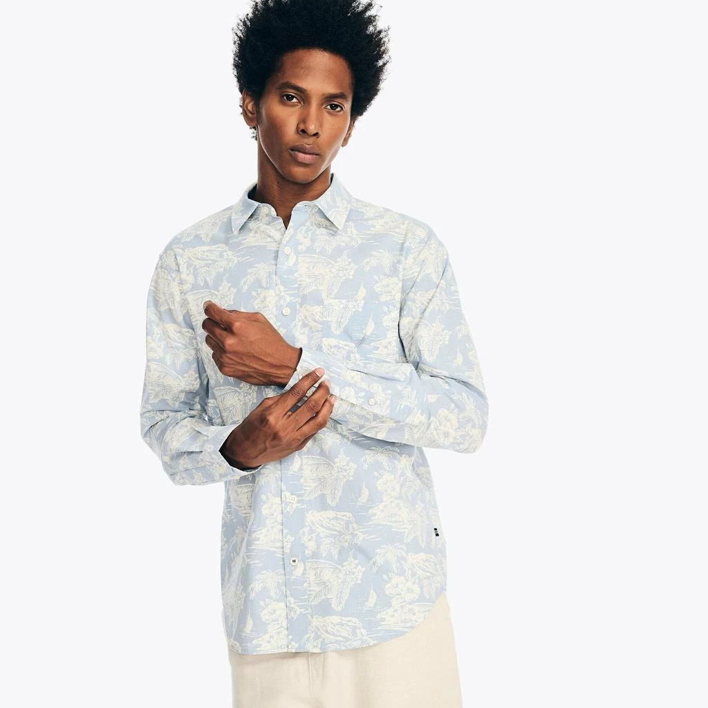 Nautica Mens Printed Poplin Shirt
