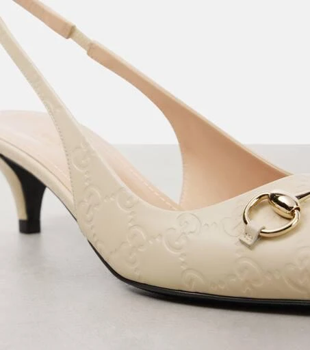 Gucci Horsebit GG 45 leather slingback pumps 5