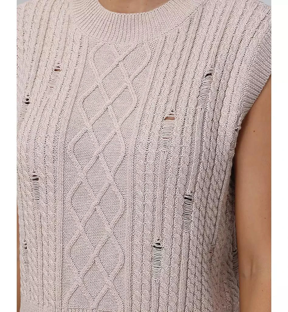 Frye Women's Cotton Sleeveless Distressed Crewneck Sweater 4