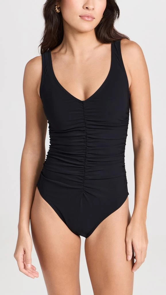 Karla Colletto Basics V Neck Silent Underwire Tank One Piece with High Back 4