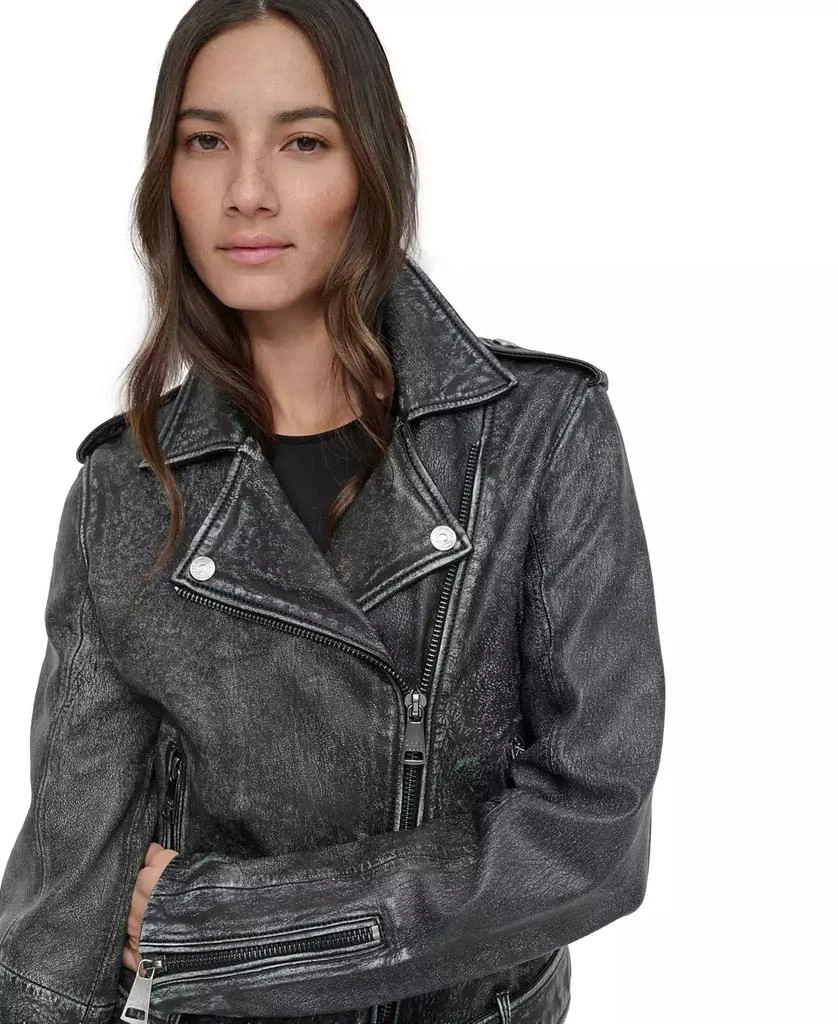 DKNY Women's Leather Moto Jacket 5