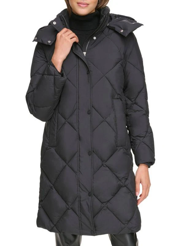 DKNY Diamond Quilted & Hooded Puffer Coat 1
