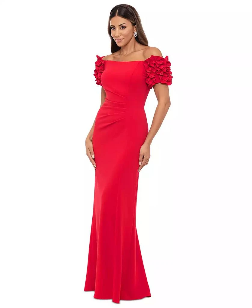 XSCAPE Petite Off-the-Shoulder Ruffle-Sleeve Gown 3