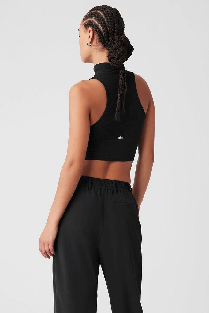 Alo Ribbed Sea Coast Cropped Turtleneck Tank - Black 2