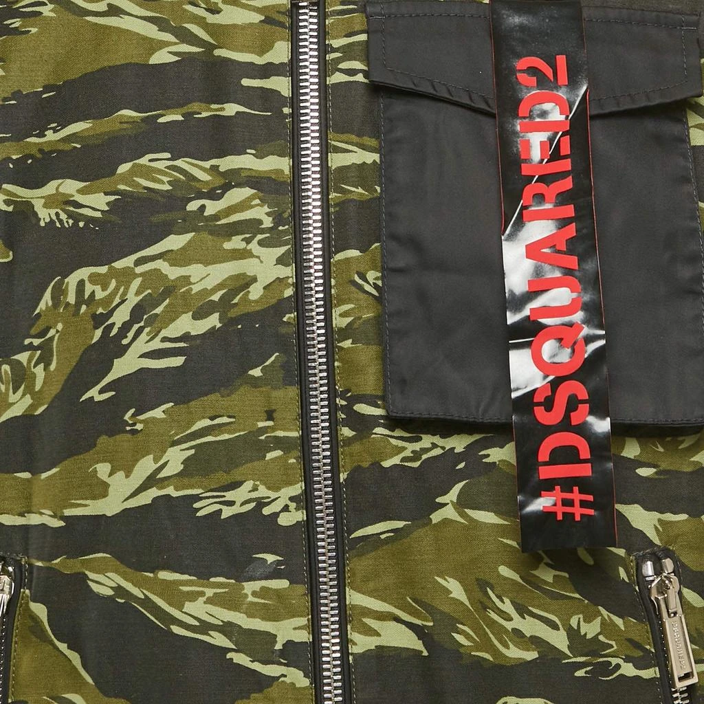 DSQUARED2 Dsquared2 Black/Green Camouflage Print Cotton & Nylon Bomber Jacket M 3