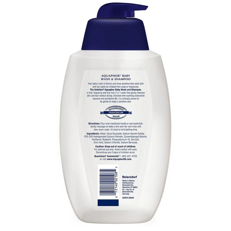 Aquaphor Baby Baby Wash & Shampoo Pump Unscented 2