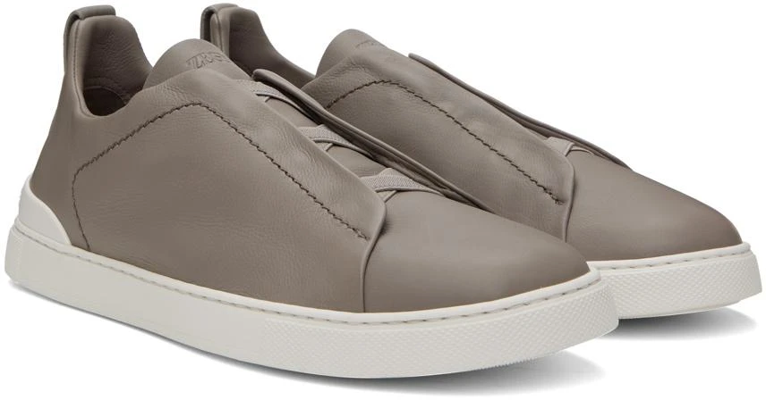 Zegna Gray SECONDSKIN Triple Stitch Sneakers 4