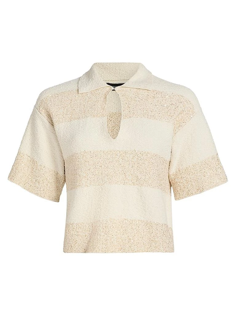 Fabiana Filippi Striped Bouclé Cotton Cropped Polo Top