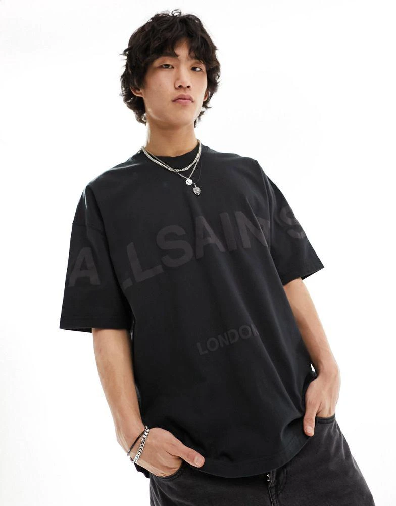 ALL SAINTS AllSaints Biggy tonal logo oversized t-shirt in black 1