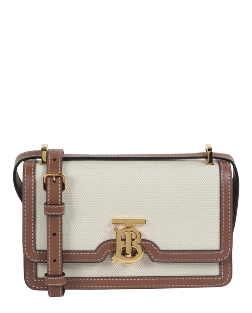 Burberry Mini Leather-Trimmed Canvas Shoulder Bag 1