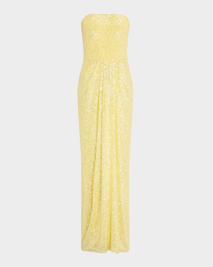 Pamella Roland Sequined Long Strapless Stretch Gown