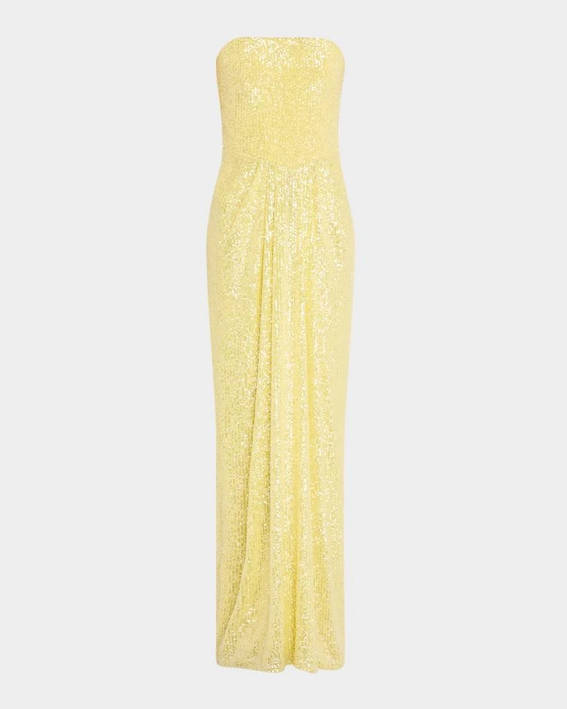 Pamella Roland Sequined Long Strapless Stretch Gown 1