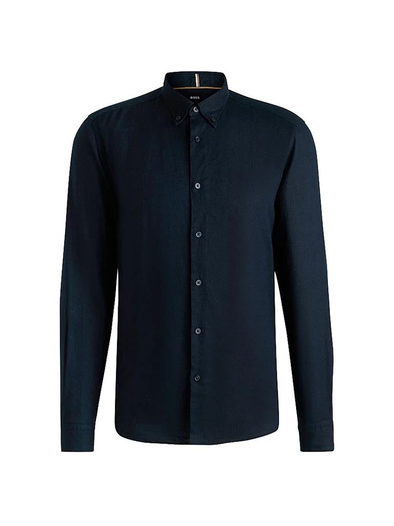 Hugo Boss Regular-Fit Button-Down Shirt in Linen - Shirts - BeyondStyle