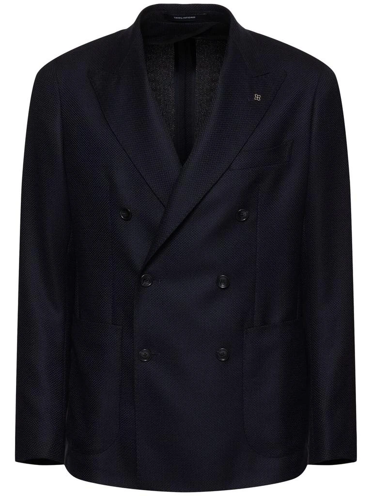 TAGLIATORE Hopsack Double Breast Wool Blazer 1