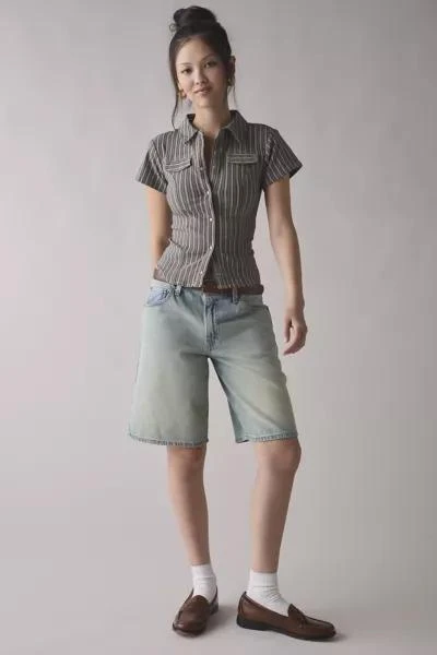 BDG Silence + Noise Polly Slim Short Sleeve Snap-Button Shirt 3