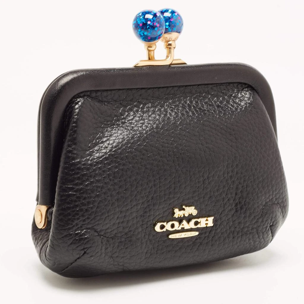 Coach Coach Black Leather Nora Kisslock Coin Purse  1