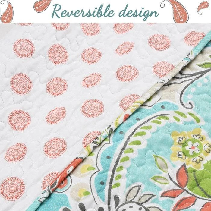 Hivvago Aqua Paisley Floral 4 Piece Daybed Cover Set 2