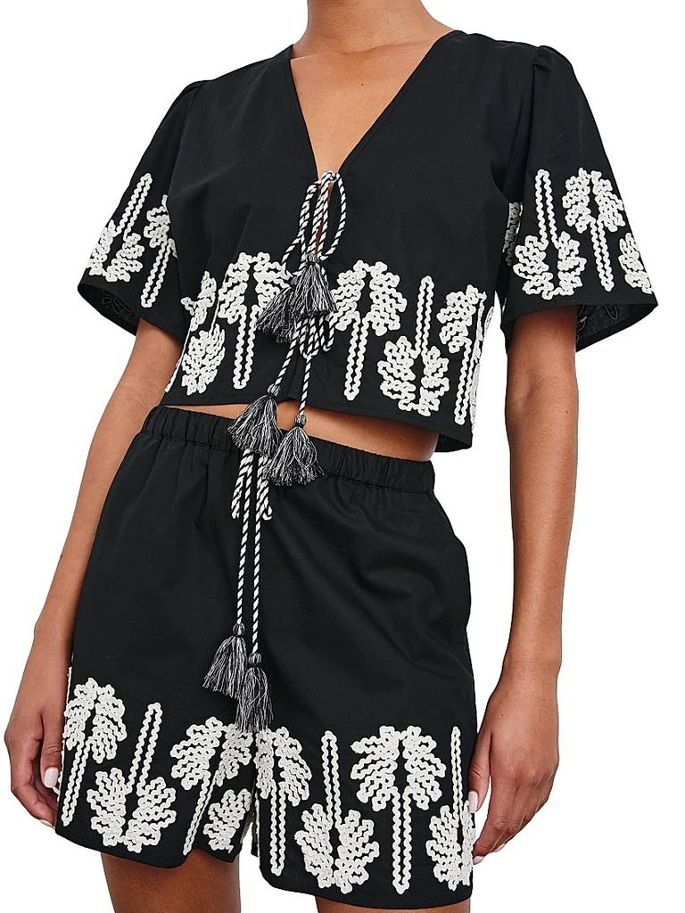 Rails Pari Embroidered Cotton Crop Shirt 3
