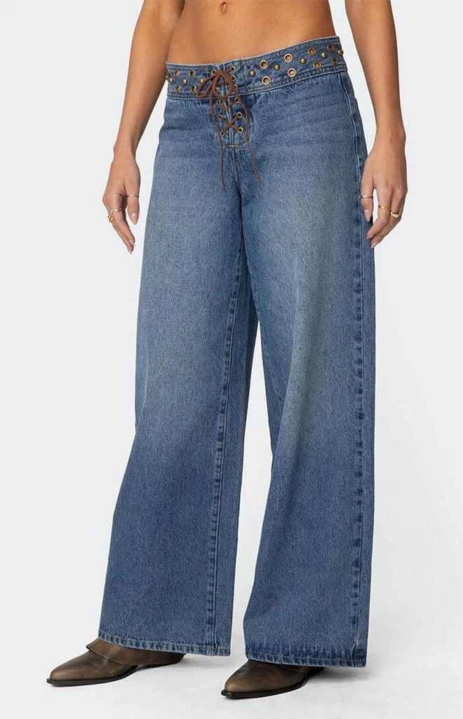 Edikted Stud & Grommet Low Rise Jeans 3
