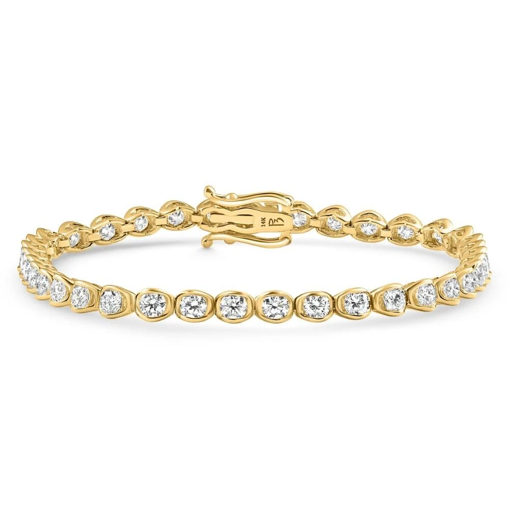 Pompeii3 5Ct Diamond Half Bezel Tennis Bracelet 14k White or Yellow Gold 7" Lab Grown 4